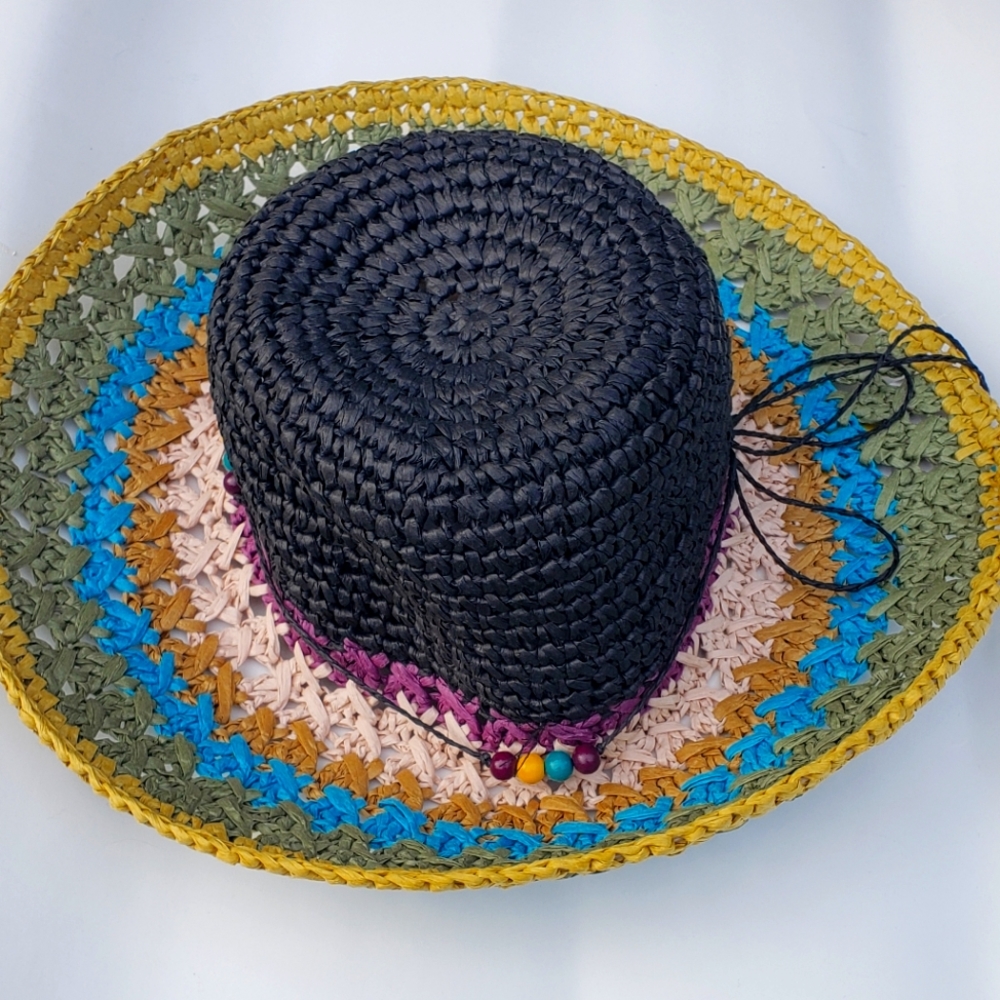 💥Multi colored broad brim straw hat